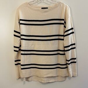 Banana Republic Forever Sweater in Cream and Black Striped.